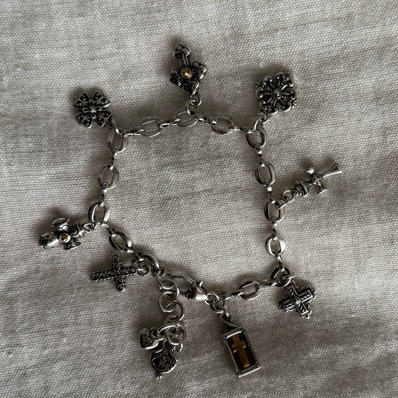 Brighton Eternity Cross Charm Bracelet in Silver with Gold Accents - Picture 10 of 12
